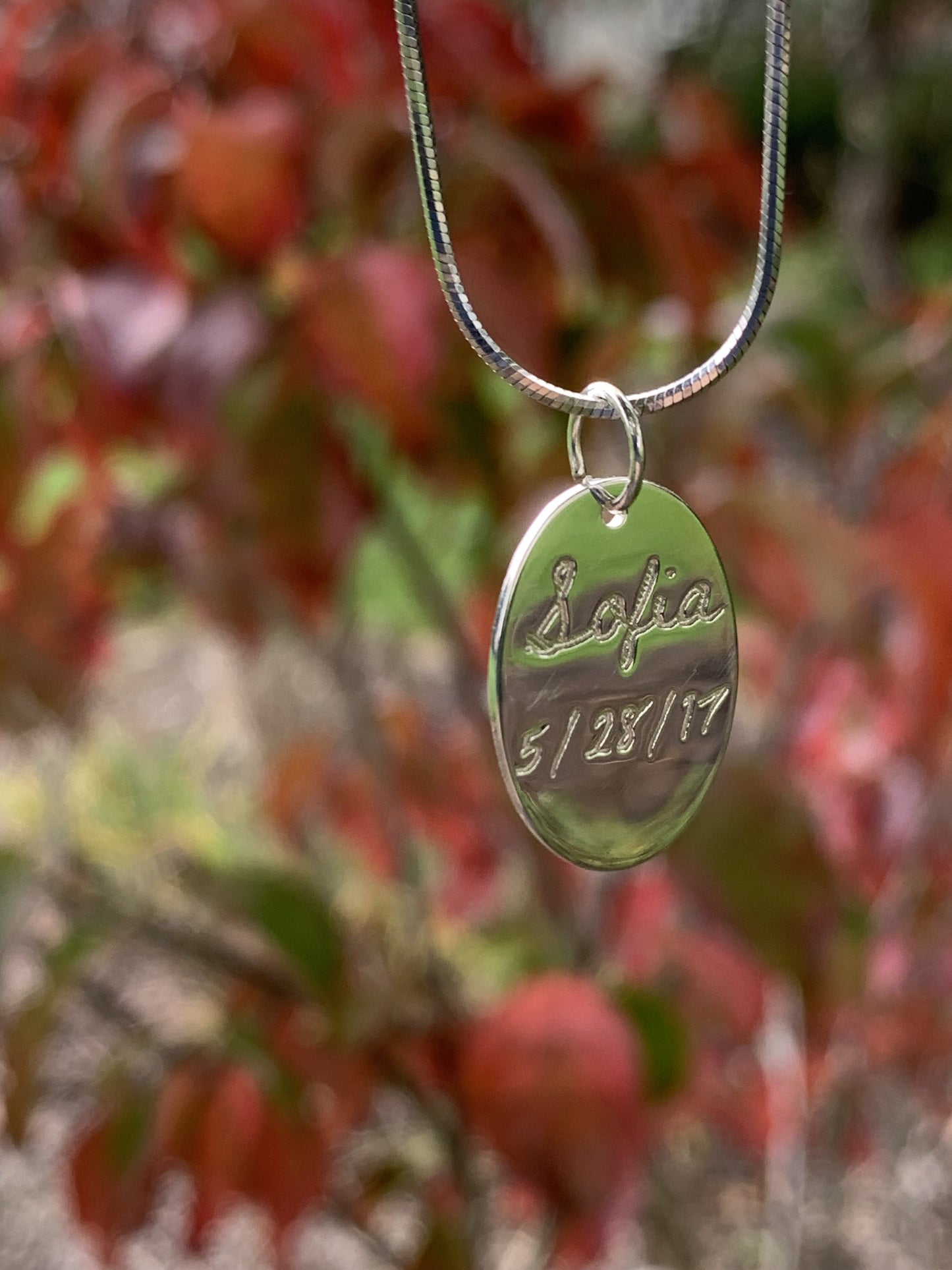 Newborn Footprint Engraved Pendant - Round or Heart - Solid Gold