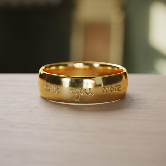 Handwriting Band in Solid 14k Gold