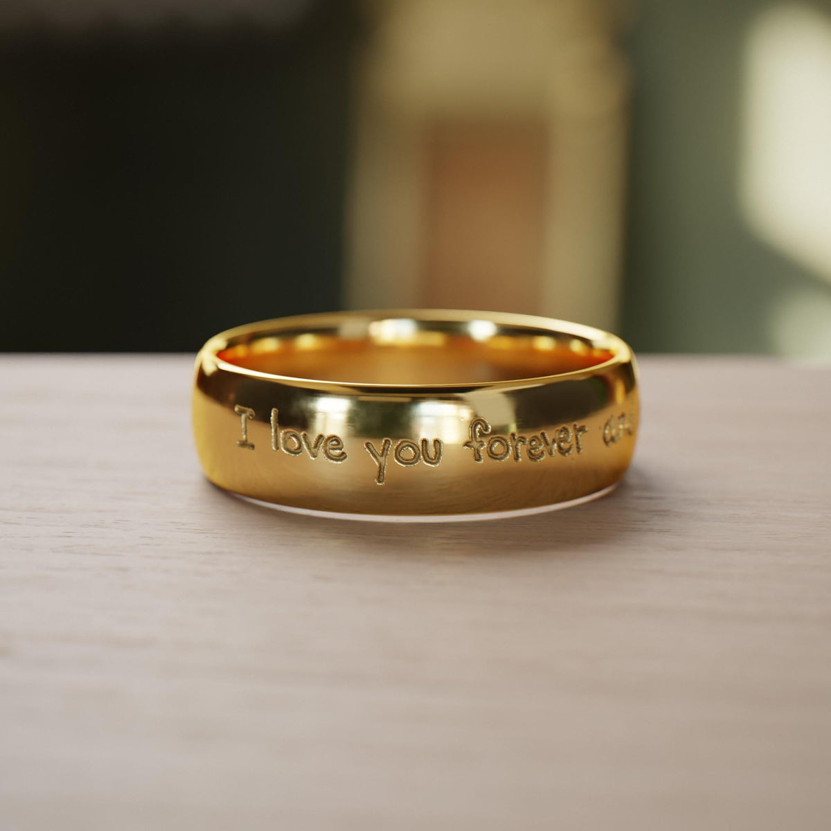 Handwriting Band in Solid 14k Gold
